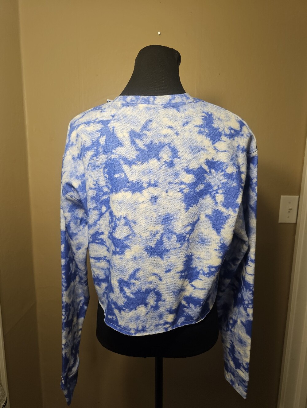 Champion Gonzaga University Bulldog Tie-Dye Cropped Sweatshirt - Blue & White - Picture 3 of 7